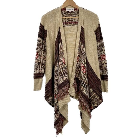 Knox Rose Sweaters - Target Knox Rose Boho Knit Fringe Neutral Poncho Cardigan Size: Medium